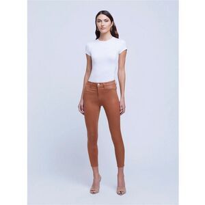 L’AGENCE|MARGOT HIGH RISE SKINNY‎ JEAN JAVA COATED FAUX LEATHER SIZE 26 NWT